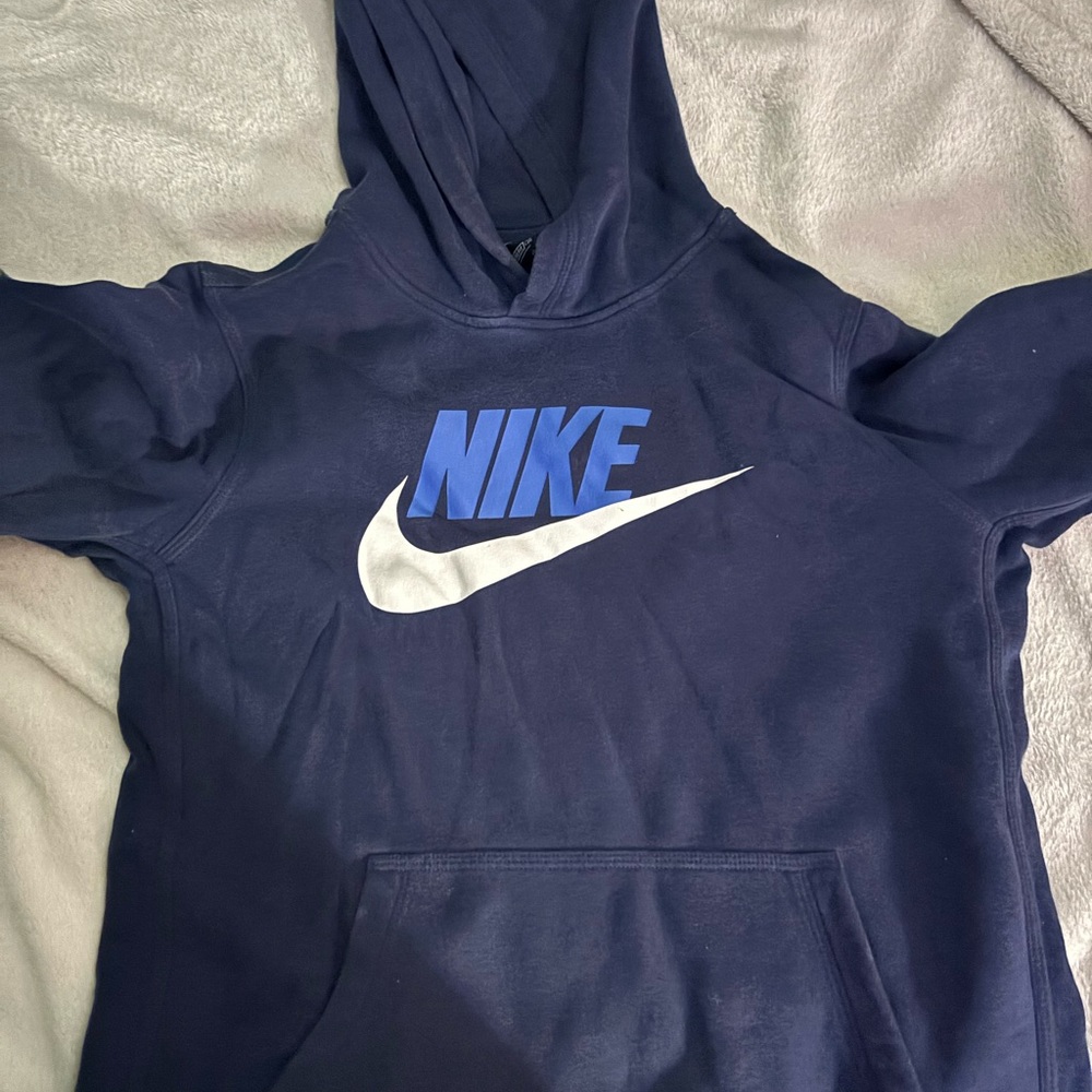Nike Navy Blue Hoodie with White Logo